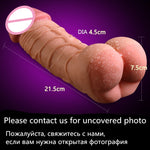 Realistic Penis Enlarger Sleeve with Pussy Fake Ass Men Masturbator Women Masturbator Real Dildo for Couples, Gay Sex Toys - sextoysok