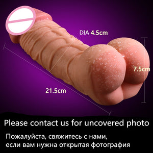 Realistic Penis Enlarger Sleeve with Pussy Fake Ass Men Masturbator Women Masturbator Real Dildo for Couples, Gay Sex Toys - sextoysok