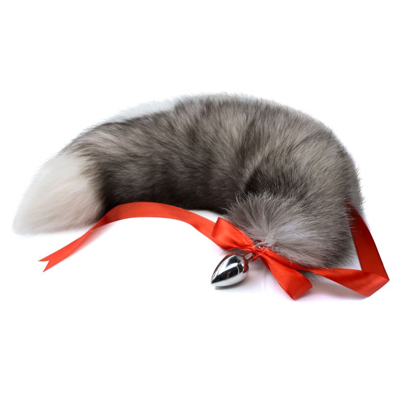 Real Fox Tail Bow Stainless Steel Butt Plug Vibrator Erotic Cosplay Accessories Intimate Goods Anal Expand Vagina Dildo Massager - sextoysok