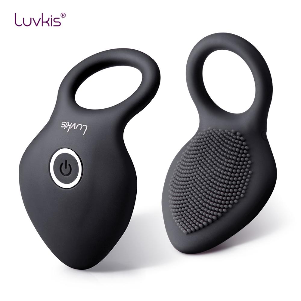 Luvkis 10 Speeds Penis Vibrator Rings Male Longer Lasting Vibrating Cock with Ring Massager Brush Silicone Sex Toys USB Charged - sextoysok
