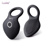 Luvkis 10 Speeds Penis Vibrator Rings Male Longer Lasting Vibrating Cock with Ring Massager Brush Silicone Sex Toys USB Charged - sextoysok
