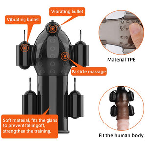 Glans Trainer Sex Toys for Men Ghost Exerciser Penis Vibrator Penis Sleeve Enhancement Delay Lasting Erection Male Masturbation> (5 balls vibrators) - sextoysok