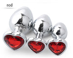 3pcs/Set Metal Butt Plug Heart-shaped Anal Plug Beads Crystal Heart Stimulator Sex Toys Dildo Anal Plug Gay Sex Products - sextoysok