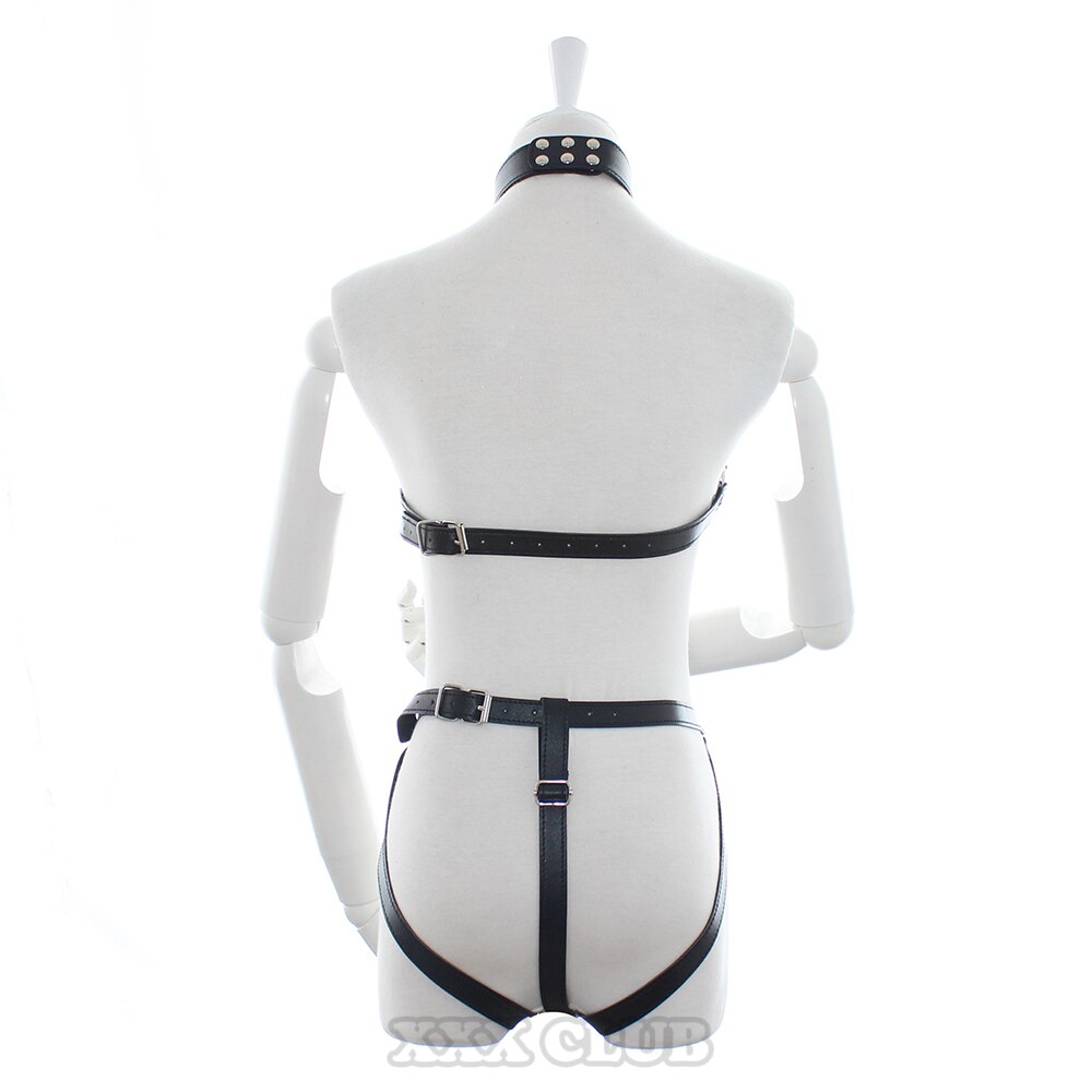 Thierry adult games PU leather Body Harness for women fetish slave bondage restraints,exposed breast chastity belt,sex products - sextoysok