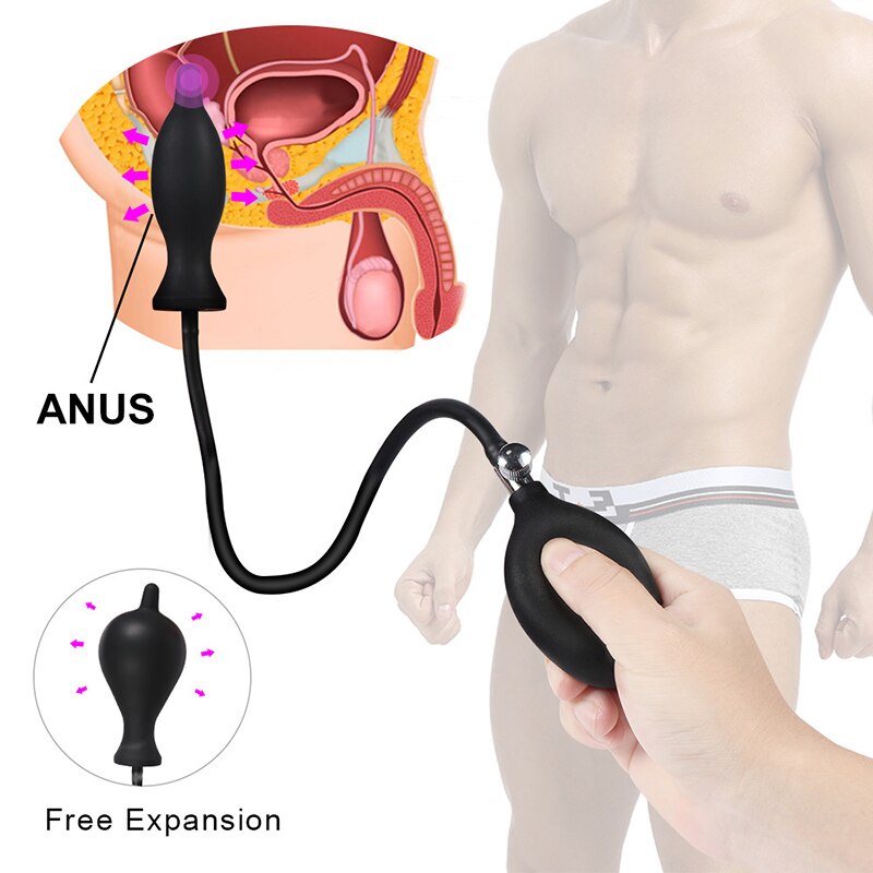 Anal Plug Sex Toys Expandable Anal Plugs Vestibular Inflatable Anal Dilator Masturbator Sex Toy for Male and Female Amal Plugs (Black) - sextoysok