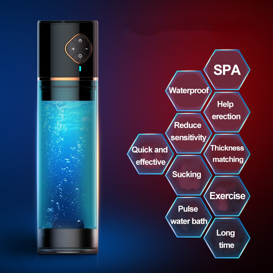 Water Bath Penis Enlargement Pump Electric Penis Extender Trainer Aid Impotence Helper Vacuum Pump Masturbator Sex Toys For Man (penis pump) - sextoysok