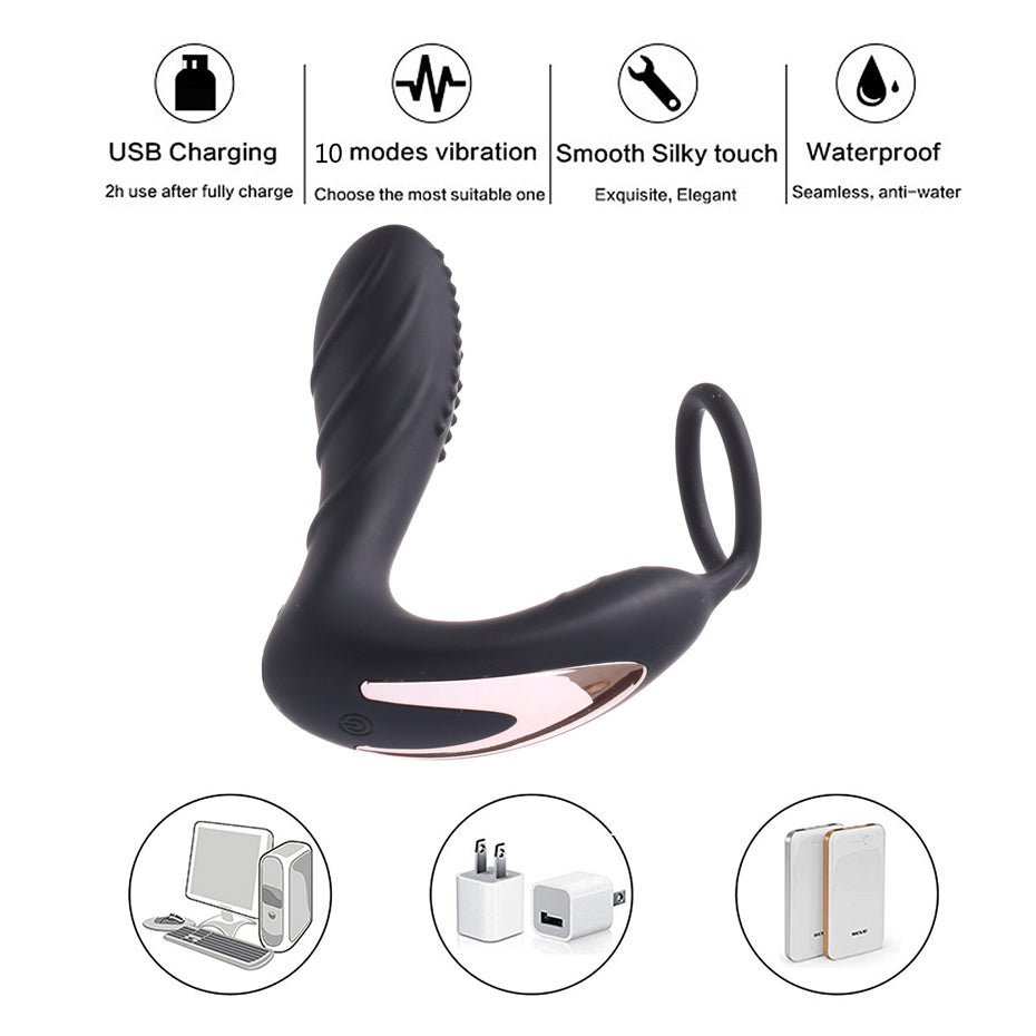 Wireless Remote Control Male Prostate Massager Silicone Anal/vagina Vibrator 10 Speed Masturbator Sex Toys For Man Woman Adult - sextoysok