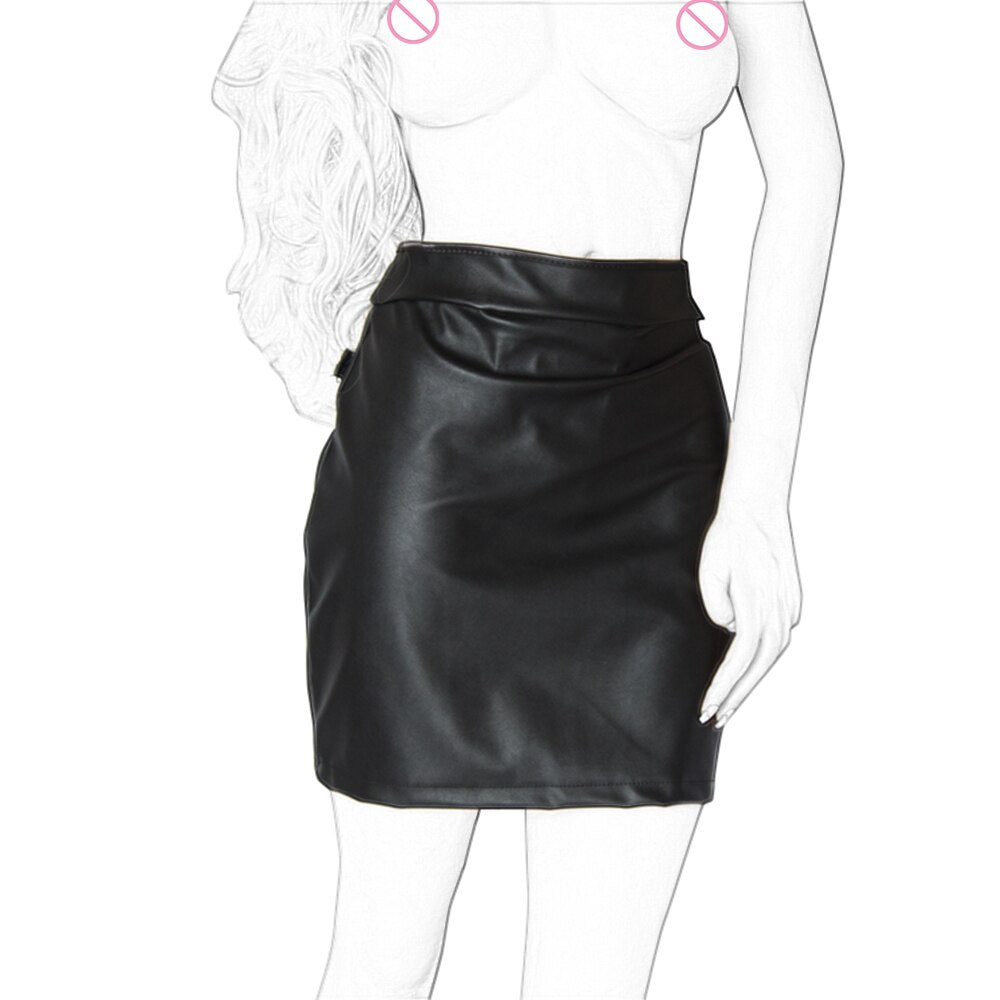 DOMI Black PU Erotic Fetish Dress Mini Adult Game Porn Skirt Sex bdsm bondage Women Sex Toy - sextoysok