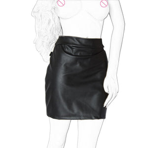 DOMI Black PU Erotic Fetish Dress Mini Adult Game Porn Skirt Sex bdsm bondage Women Sex Toy - sextoysok