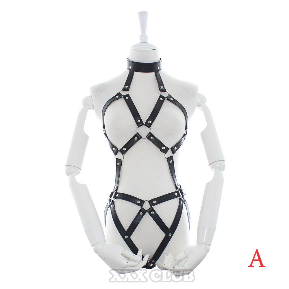 Thierry adult games PU leather Body Harness for women fetish slave bondage restraints,exposed breast chastity belt,sex products - sextoysok