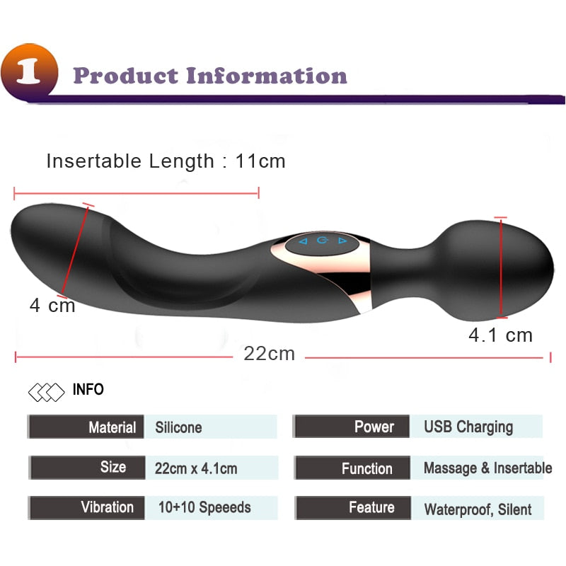 10 Speeds Powerful Big Vibrators for Women Magic Wand Body Massager Sex Toy For Woman Clitoris Stimulate Female Sex Products - sextoysok