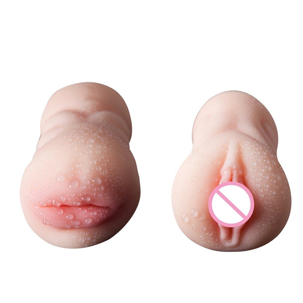 Realistic Vagina for Men Silicone Pocket Pussy Double Holes Male Masturbator Blowjob Oral Sucking Cup Sex Toys for Men - sextoysok