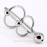 SODANDY Penis Enhancer Delay Cock Ring With Urethral Stretcher Dilator Catheter Stainless Steel Penis Plug Metal Cockrings - sextoysok