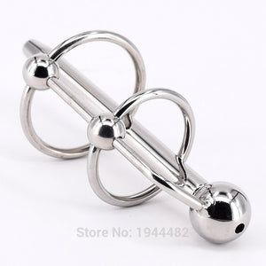 SODANDY Penis Enhancer Delay Cock Ring With Urethral Stretcher Dilator Catheter Stainless Steel Penis Plug Metal Cockrings - sextoysok
