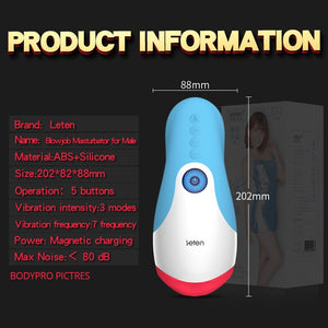 Bodypro Leten Oral Sex Male Masturbation Cup pre-Heating Tongue Vibrating Deep throat Oral Sex Toys Machine For Adult Man (With retail box) - sextoysok