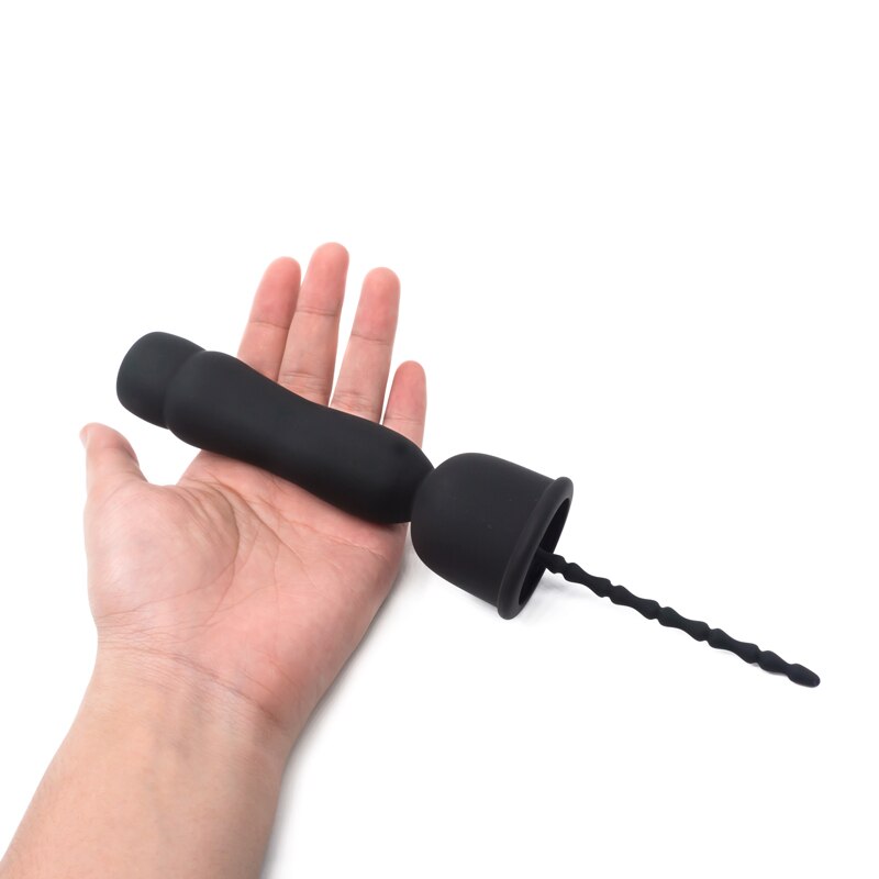 Long Beads Shape Powerful Urethral Vibrator Male Masturbator Silicone Vibrating Penis Plug Urethral Sound Catheter Penis Dilator (black) - sextoysok