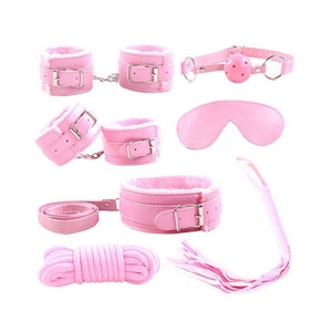 7 Pieces/Set Collar Furry Fuzzy Bed Bondage Gear Restraint Set Kit Ball Gag Cuff Whip Sexy 2019 Products Sex Toys For Lovers - sextoysok