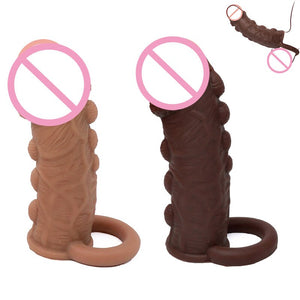 Thick Condoms For Men Dildo Extender Reusable Penis Sleeve Intimate Goods Penis Enlargement Rings Cock Massager - sextoysok