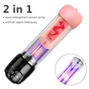 Penis Enlargement Vacuum Pump Vibrator Sex Toys for Men Artificial Vagina Sexy Masturbation Cool Adult Toys Pussy Pump Sex Shop - sextoysok