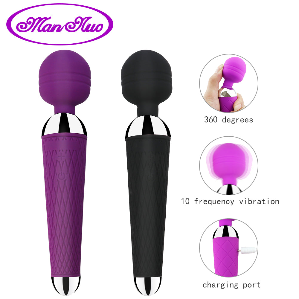 Powerful Clitoris Vibrators USB Recharge Magic Wand AV Vibrator Massager Sexual Wellness Erotic Sex Toys for Women Adult Product - sextoysok