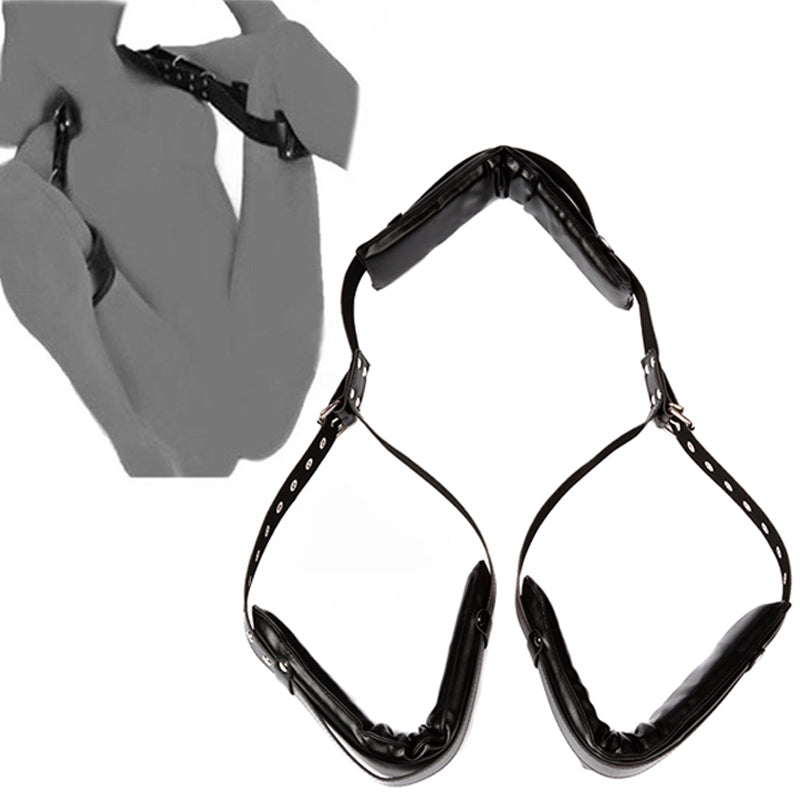 PU Leather Sponge BDSM Bondage Restraints Open Leg Adult SM Game Restrain Ropes Sex Swing For Women Sex Toys For Adults Couples (Black) - sextoysok