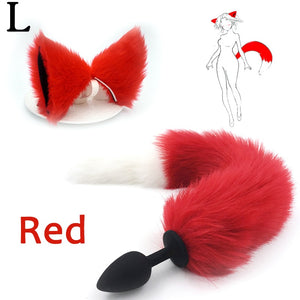 Silicone Plug Fox Tail butt plug and lovely ears anal Sex Toy for women Adult Games Sex Products and dildo vibrator - sextoysok