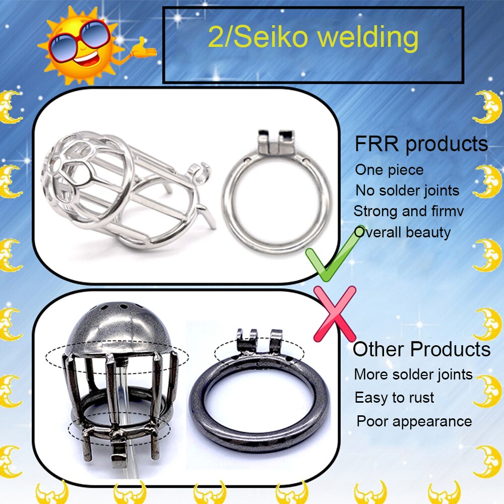 Male Chastity Lock Plum Blossom Head Lengthened Cock Cage Sexual Goods Anti-derailment Masturbation Adult SM Chastity Steel - sextoysok