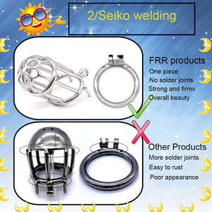 Male Chastity Lock Plum Blossom Head Lengthened Cock Cage Sexual Goods Anti-derailment Masturbation Adult SM Chastity Steel - sextoysok