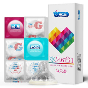 MingLiu Six In Sex 96PCS amazing condoms value high quality condoms for horny men women adult sex toy (ice and fire) - sextoysok