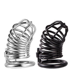 Male Stainless Steel Chastity Device Belt Bird Metal Cage Cock Lock Restraint Ring Sex Toy for Men - sextoysok