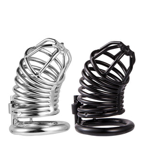 Male Stainless Steel Chastity Device Belt Bird Metal Cage Cock Lock Restraint Ring Sex Toy for Men - sextoysok