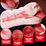 OMYSKY Realistic Male Masturbator Aritificial Vagina Pocket Deep Throat With Tongue Suck Realistic Pussy Oral Sex Toys for Men - sextoysok