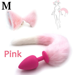 Silicone Plug Fox Tail butt plug and lovely ears anal Sex Toy for women Adult Games Sex Products and dildo vibrator - sextoysok