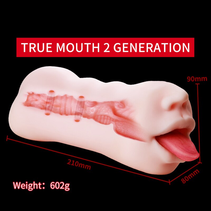 OMYSKY Realistic Male Masturbator Aritificial Vagina Pocket Deep Throat With Tongue Suck Realistic Pussy Oral Sex Toys for Men - sextoysok