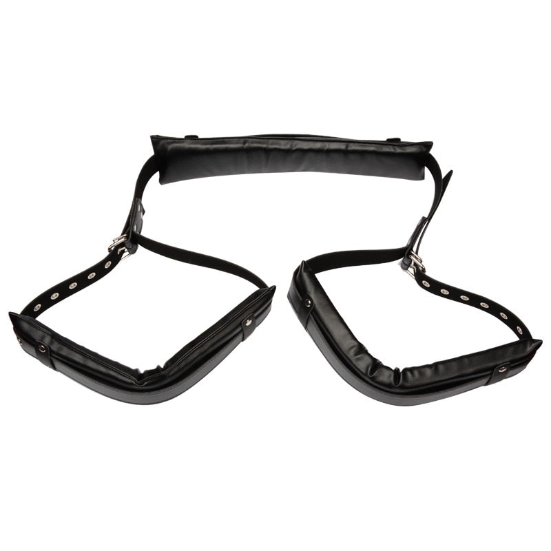 PU Leather Sponge BDSM Bondage Restraints Open Leg Adult SM Game Restrain Ropes Sex Swing For Women Sex Toys For Adults Couples (Black) - sextoysok