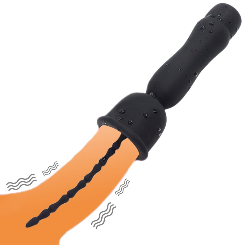 Long Beads Shape Powerful Urethral Vibrator Male Masturbator Silicone Vibrating Penis Plug Urethral Sound Catheter Penis Dilator (black) - sextoysok