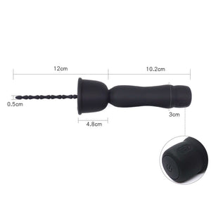 Long Beads Shape Powerful Urethral Vibrator Male Masturbator Silicone Vibrating Penis Plug Urethral Sound Catheter Penis Dilator (black) - sextoysok