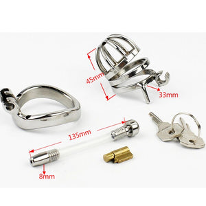 Prison Bird Male Stainless Steel Cock Cage Penis Ring Chastity Device catheter with Stealth New Lock Adult Sex Toy A275 - sextoysok