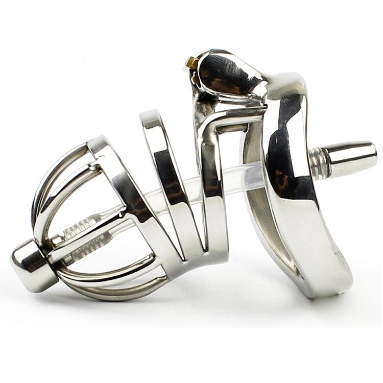 Prison Bird Male Stainless Steel Cock Cage Penis Ring Chastity Device catheter with Stealth New Lock Adult Sex Toy A275 - sextoysok