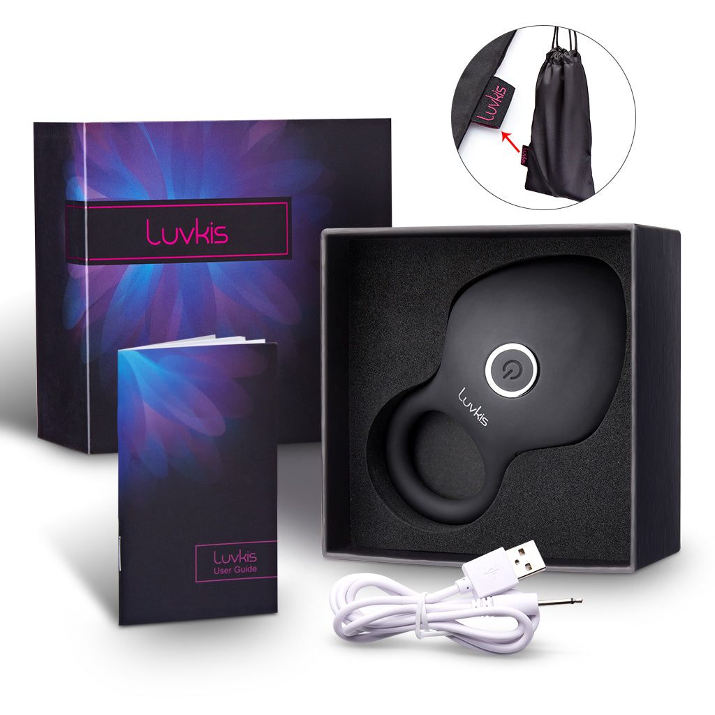 Luvkis 10 Speeds Penis Vibrator Rings Male Longer Lasting Vibrating Cock with Ring Massager Brush Silicone Sex Toys USB Charged - sextoysok
