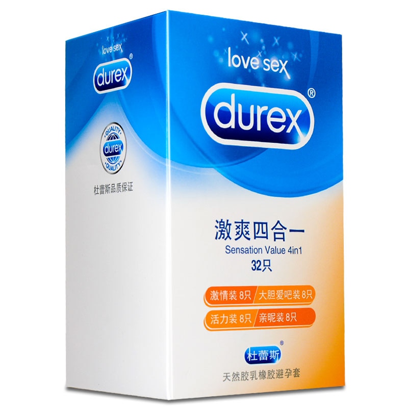 Durex 32Pcs/Pack Sensation Value 4in1 Ultra Thin Sexy Lubricated Condoms Sex Toys Condom for men Vanilla Flavor - sextoysok