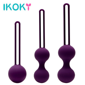 IKOKY 3Pcs/Set Vagina Tightening Silicone Kegel Ball Love Ben Wa Ball Vibrator Smart Vagina Trainer Exercise Sex Toys for Woman - sextoysok