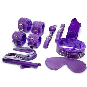 7 Pieces/Set Collar Furry Fuzzy Bed Bondage Gear Restraint Set Kit Ball Gag Cuff Whip Sexy 2019 Products Sex Toys For Lovers - sextoysok