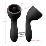 Powerful 10 Modes Tongue Licking Vibrator Glans Stimulator Nipple Clitoris Pussy Massager Oral Sex Toys Adult Masturbator (Black) - sextoysok