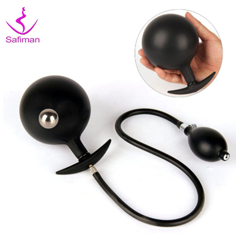 Sex Toys Women Inflatable Anal Plug Gay Dildo Pump Silicone Huge Anus Butt Dilator Expandable Prostate Massager with Metal Ball - sextoysok