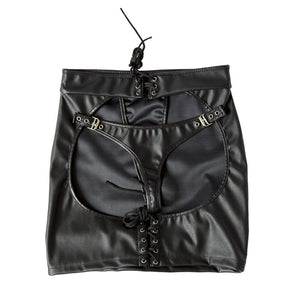 DOMI Black PU Erotic Fetish Dress Mini Adult Game Porn Skirt Sex bdsm bondage Women Sex Toy - sextoysok