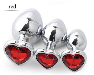 3pcs/Set Metal Butt Plug Heart-shaped Anal Plug Beads Crystal Heart Stimulator Sex Toys Dildo Anal Plug Gay Sex Products - sextoysok