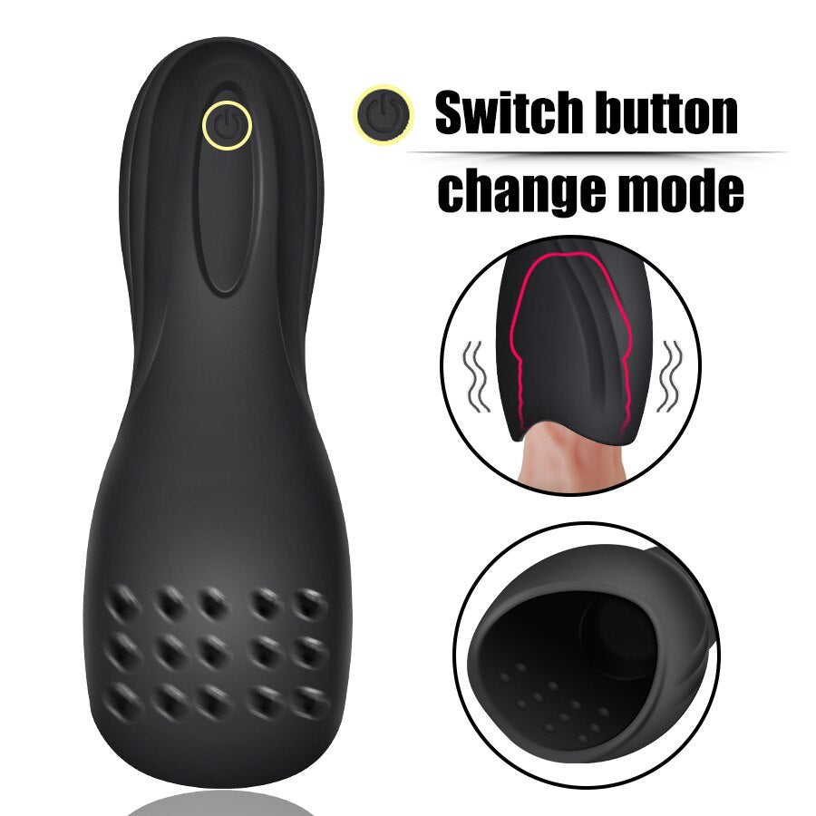 FLXUR 10 modes penis Delay Trainer Male Masturbator Vibrator Automatic Oral Climax Sex Glans Stimulate Massager Sex Toys for Men - sextoysok