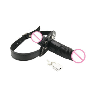 camaTech Silicone Double-Ended Dildos Gag Strap On Open Mouth Dong Plug With Locking Buckles Leather Harness Bondage For Couples - sextoysok