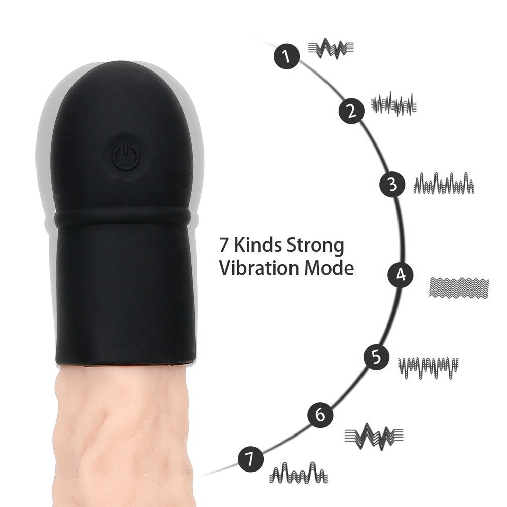 IKOKY Penis Head Massage Penis Vibrator Delay Ejaculation Lasting Trainer 7 Speed Cock Extender Enlargement Sex Toys for Men - sextoysok